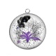 Pendentif Cabochon Argent - fleur exotique