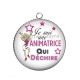 Pendentif Cabochon Argent - je suis une animatrice qui déchire