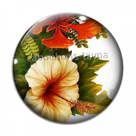 Cabochon Verre - fleur exotique