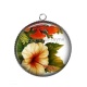 Pendentif Cabochon Argent - fleur exotique