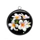 Pendentif Cabochon Argent - fleur exotique
