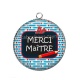 Pendentif Cabochon Argent - merci maître