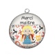 Pendentif Cabochon Argent - merci maître