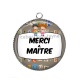 Pendentif Cabochon Argent - merci maître