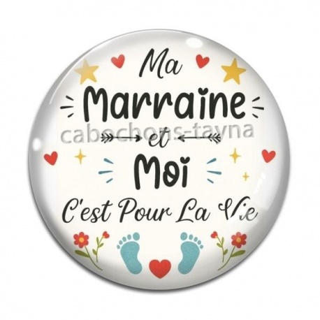Cabochon Verre - ma marraine et moi c'est pour la vie