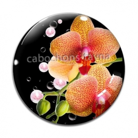 Cabochon Verre - fleur exotique