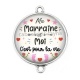 Connecteur Cabochon Argent - ma marraine et moi c'est pour la vie