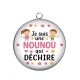 Pendentif Cabochon Argent - je suis une nounou qui déchire