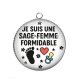 Pendentif Cabochon Argent - je suis une sage femme formidable