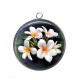 Pendentif Cabochon Argent - fleur exotique