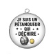 Pendentif Cabochon Argent - je suis un pétanqueur qui déchire