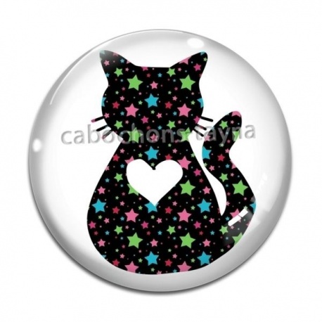 Cabochon Verre - chat étoile