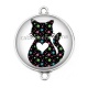Connecteur Cabochon Argent - chat étoile
