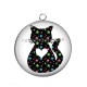 Pendentif Cabochon Argent - chat étoile