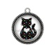 Pendentif Cabochon Argent - chat étoile