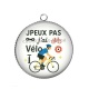 Pendentif Cabochon Argent - j'peux pas j'ai vélo