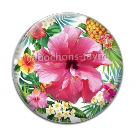 Cabochon Verre - fleur exotique