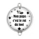 Connecteur Cabochon Argent - mon papa c'est le roi du foot