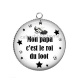 Pendentif Cabochon Argent - mon papa c'est le roi du foot