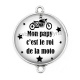 Connecteur Cabochon Argent - mon papy c'est le roi de la moto