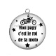 Pendentif Cabochon Argent - mon papy c'est le roi de la moto