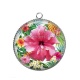 Pendentif Cabochon Argent - fleur exotique