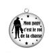 Pendentif Cabochon Argent - mon papy c'est le roi de la chasse