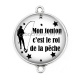 Connecteur Cabochon Argent - mon tonton c'est le roi de la pêche