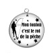 Pendentif Cabochon Argent - mon tonton c'est le roi de la pêche