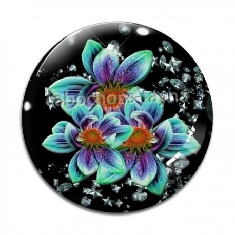 Cabochon Verre - fleur exotique