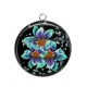 Pendentif Cabochon Argent - fleur exotique