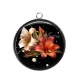Pendentif Cabochon Argent - fleur exotique