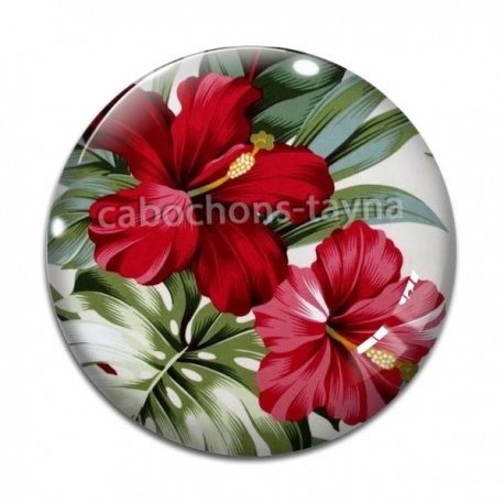 Cabochon Verre - fleur exotique