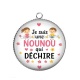 Pendentif Cabochon Argent - je suis une nounou qui déchire