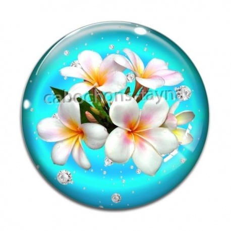 Cabochon Verre - fleur exotique