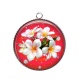 Pendentif Cabochon Argent - fleur exotique