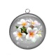 Pendentif Cabochon Argent - fleur exotique