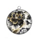 Pendentif Cabochon Argent - fleur 