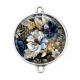 Connecteur Cabochon Argent -  fleur