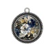 Pendentif Cabochon Argent -  fleur