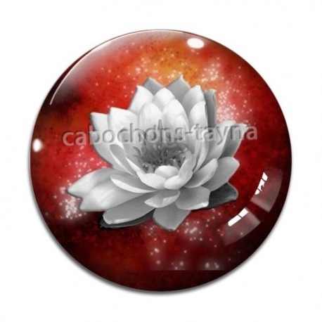 Cabochon Verre - fleur exotique