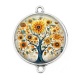 Connecteur Cabochon Argent - arbre de vie tournesol