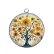 Pendentif Cabochon Argent - arbre de vie tournesol