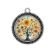 Pendentif Cabochon Argent - arbre de vie tournesol