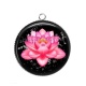 Pendentif Cabochon Argent - fleur exotique