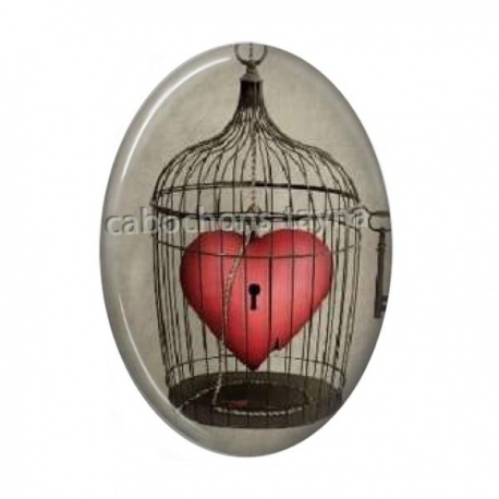 Cabochon Résine Ovale - coeur cage