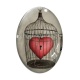 Cabochon Verre Ovale - coeur cage
