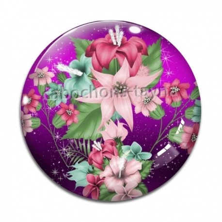 Cabochon Verre - fleur exotique