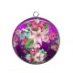 Pendentif Cabochon Argent - fleur exotique
