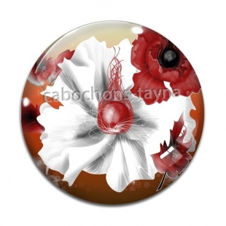 Cabochon Verre - fleur exotique